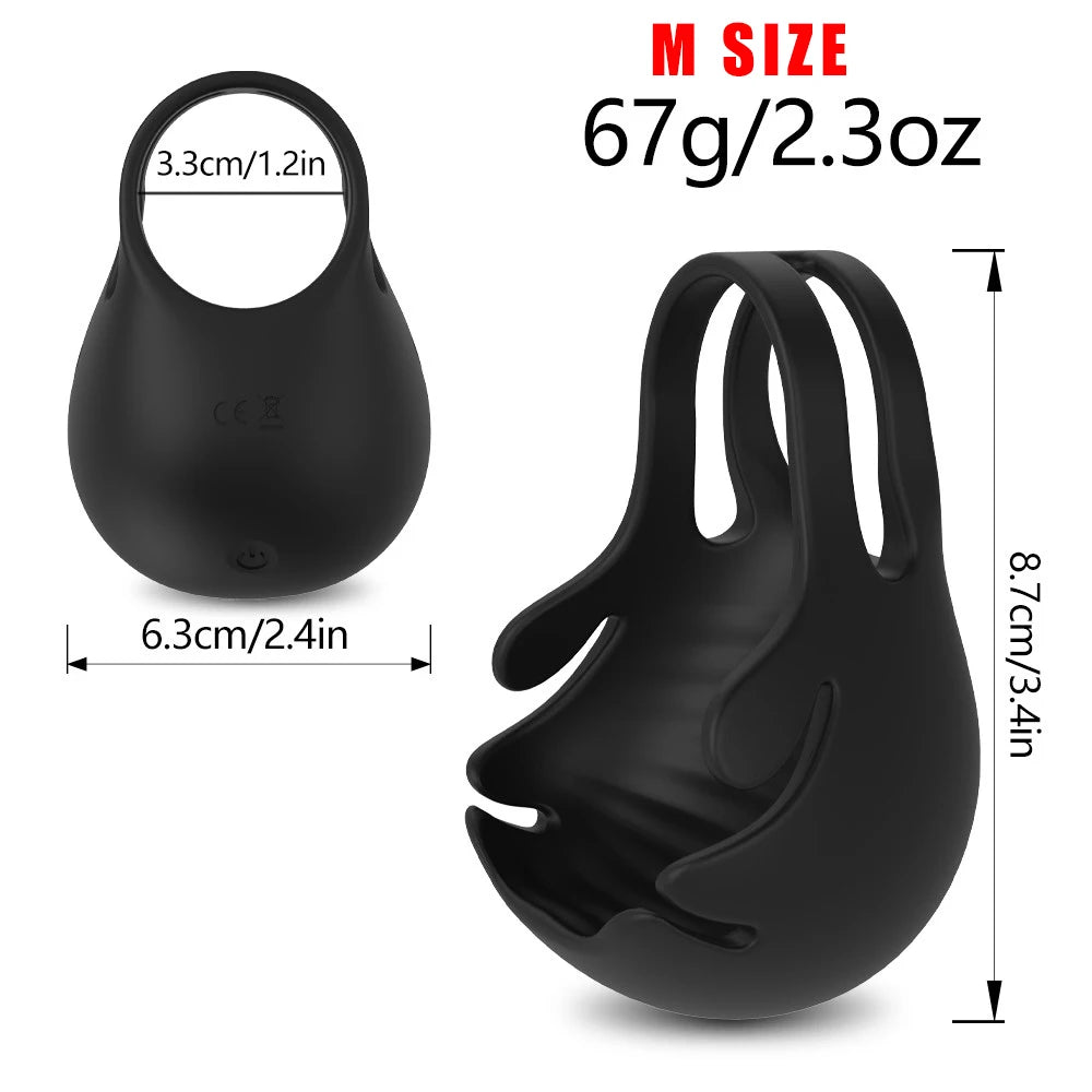 Dual Vibrating Cock Ring with Testicle Stimulator & Remote Control