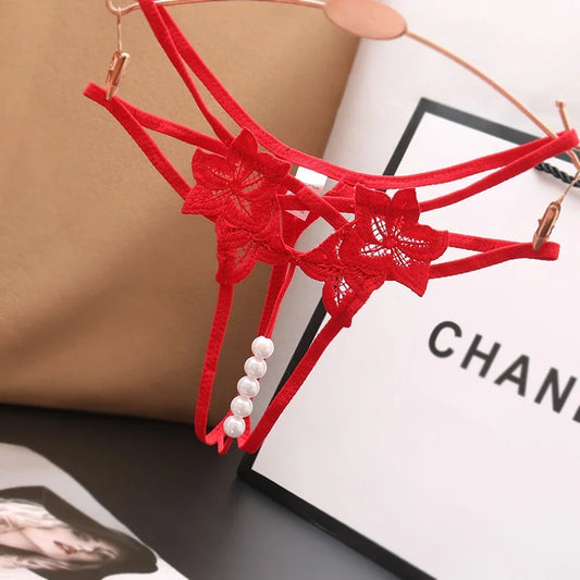 Pika's Exclusive Crotchless Beaded Lovers Thong - Pik A Pleasure