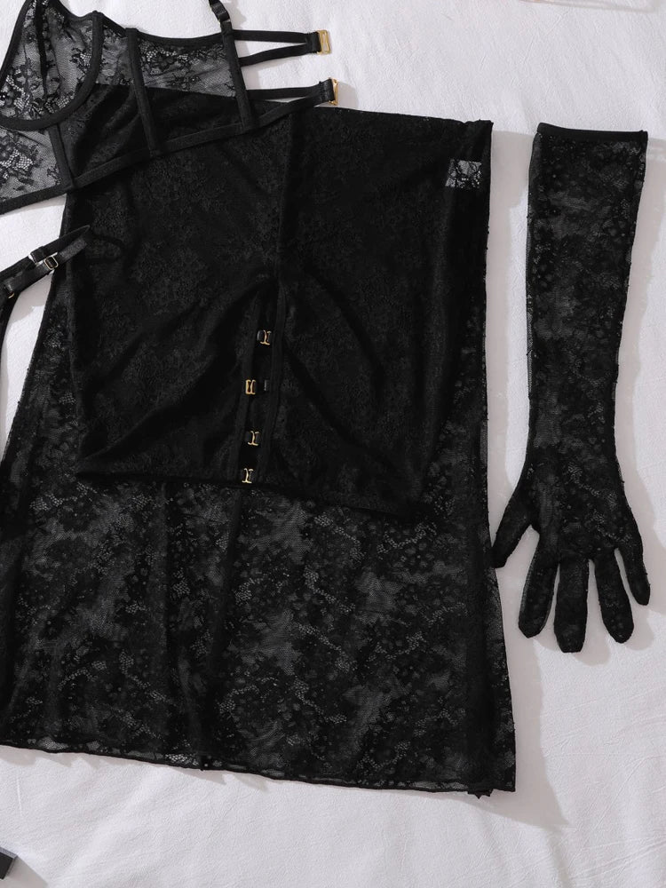 Seductive Sheer Lace Maxi Dress - Pik A Pleasure