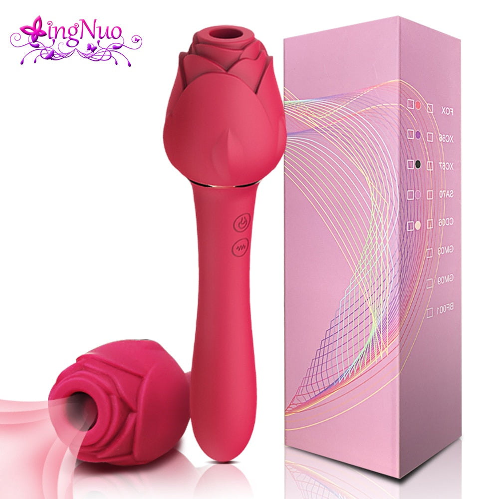 The Rose & Stem Dual Sucker and Vibrator - Pik A Pleasure