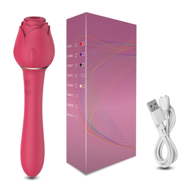 The Rose & Stem Dual Sucker and Vibrator - Pik A Pleasure