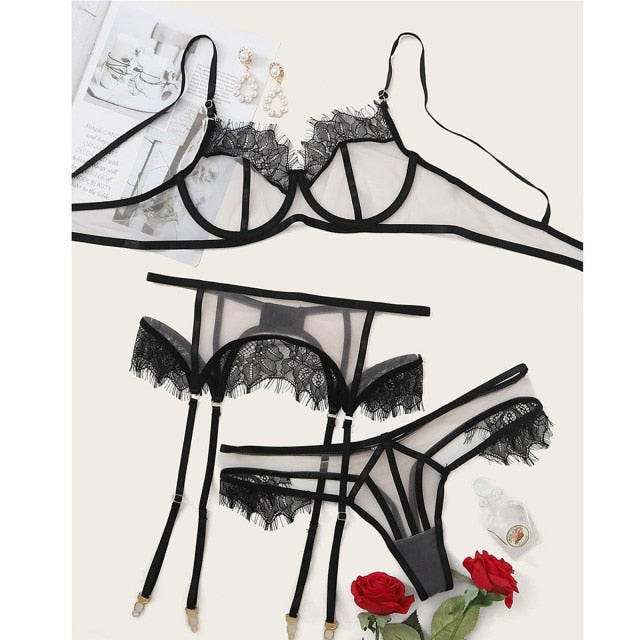 3Pc Pleasure Garter Set - Pik A Pleasure