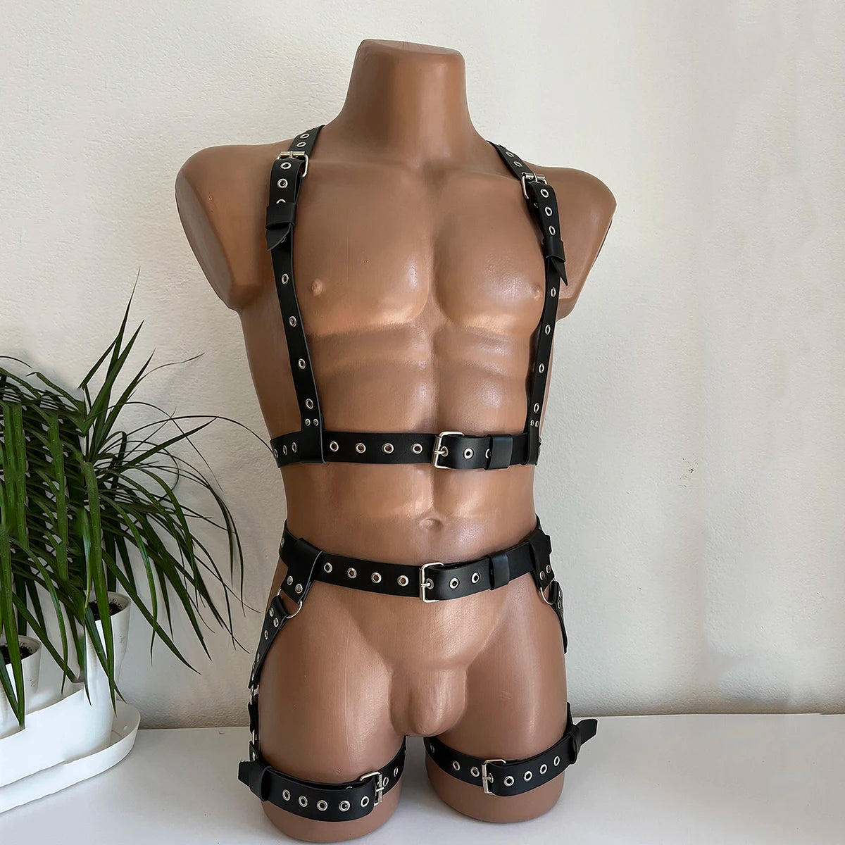 Men's BDSM Leather Chest Cage