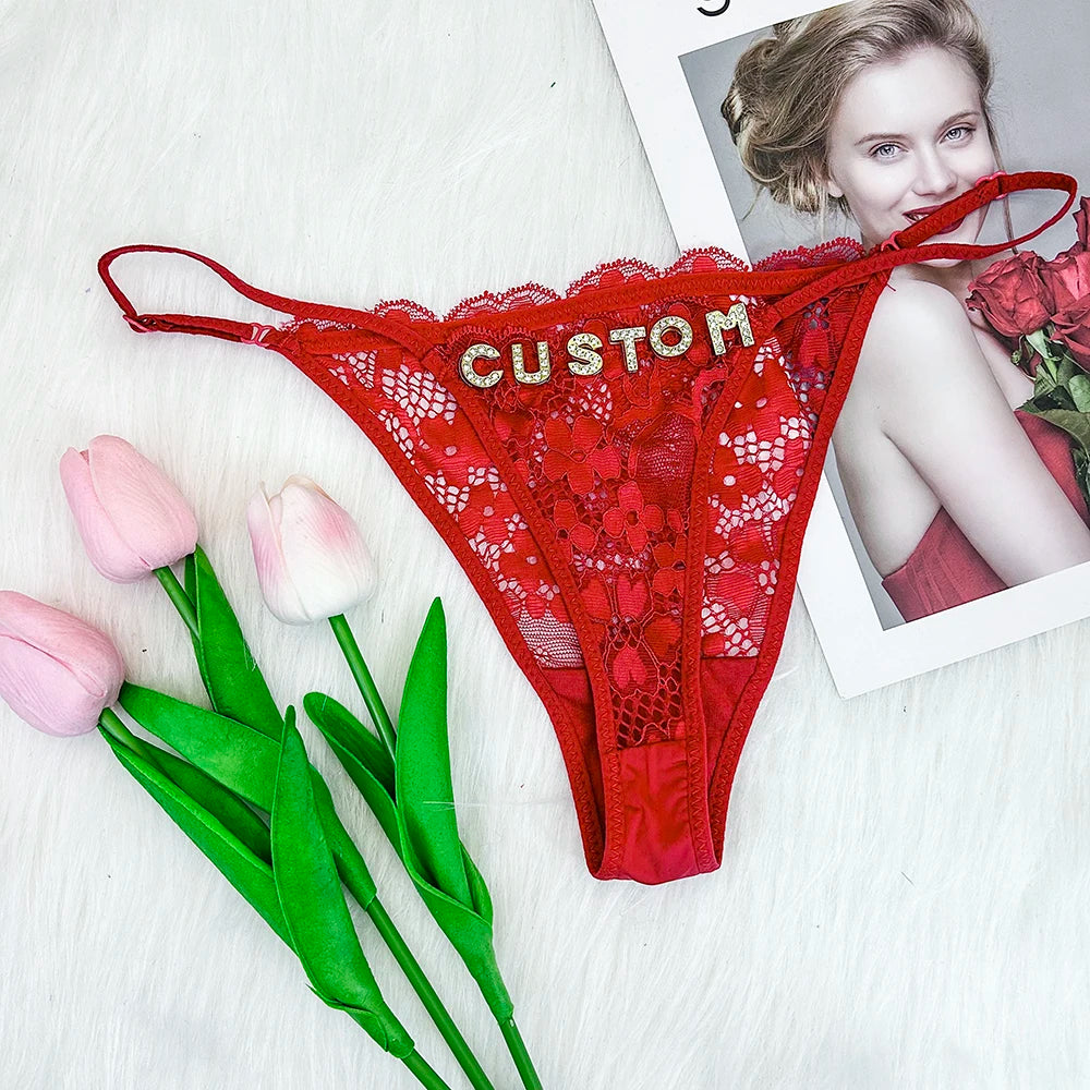 Personalized Name Lace G-String – Sheer Breathable Thong - Pik A Pleasure
