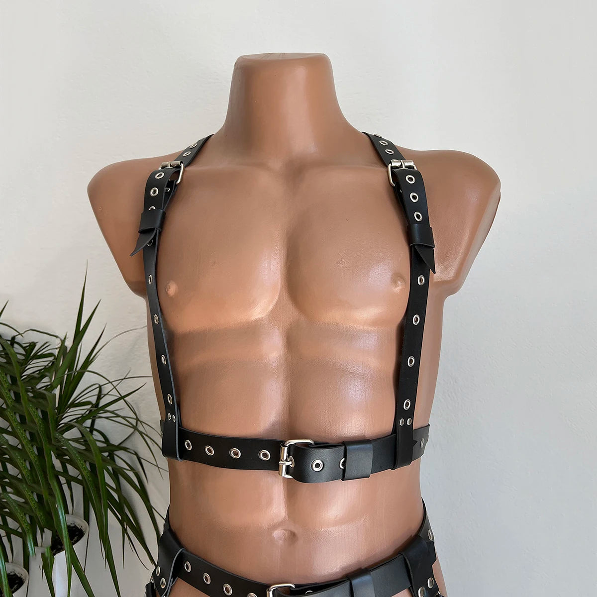Men's BDSM Leather Chest Cage