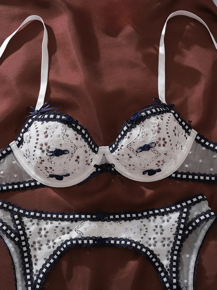 Luxury Sheer Mesh Hollow-Out Lingerie Set - Pik A Pleasure