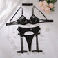 Heart Rhinestone Lingerie Set – Daring Bra, Belt & Thong Set - Pik A Pleasure