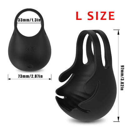 Dual Vibrating Cock Ring with Testicle Stimulator & Remote Control