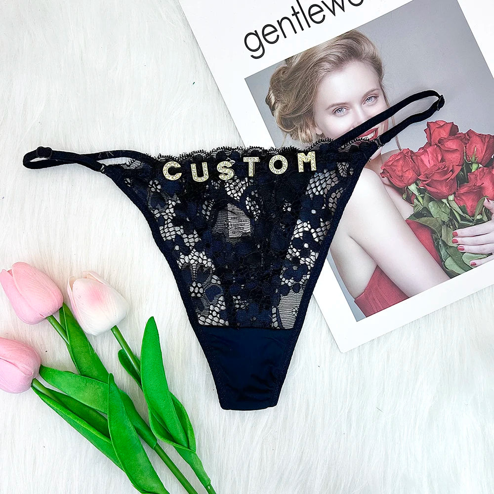 Personalized Name Lace G-String – Sheer Breathable Thong - Pik A Pleasure