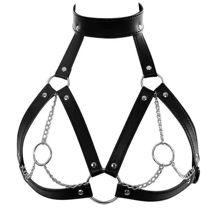 PU Leather Harness Bra - Pik A Pleasure