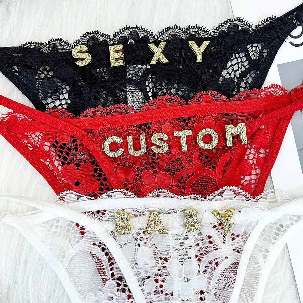 Personalized Name Lace G-String – Sheer Breathable Thong - Pik A Pleasure
