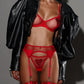 Heart Rhinestone Lingerie Set – Daring Bra, Belt & Thong Set - Pik A Pleasure