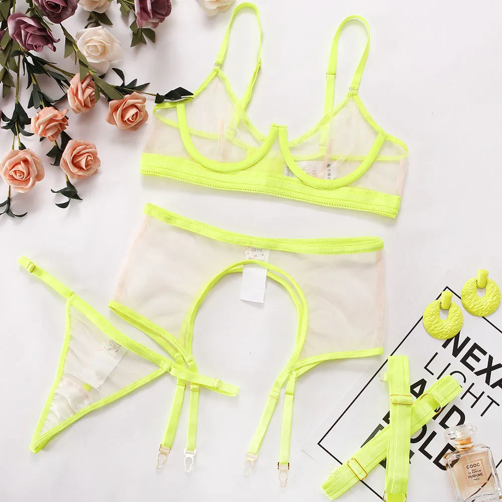 Sheer Mesh Bra and Panty Set for Women - Pik A Pleasure