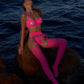 neon bra and panty set with garter - Pik A Pleasure