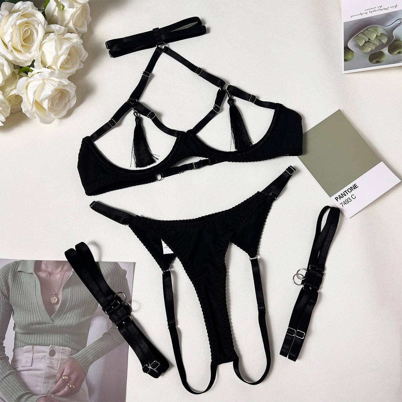 Sheer Tassel Lingerie Set  Sensual See-Through Fetish Style - Pik A Pleasure