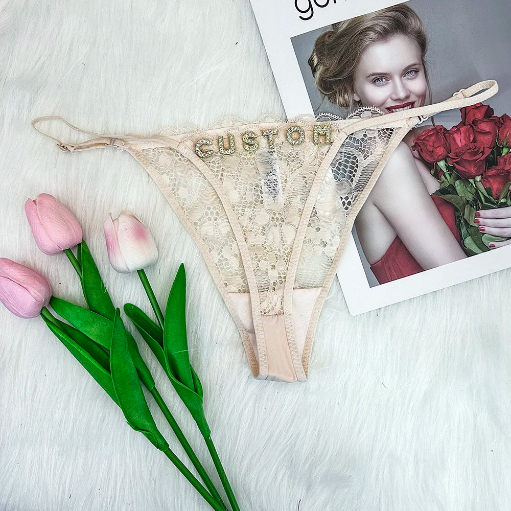 Personalized Name Lace G-String – Sheer Breathable Thong - Pik A Pleasure