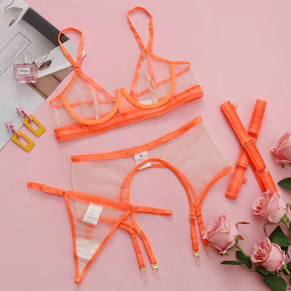 Sheer Mesh Bra and Panty Set for Women - Pik A Pleasure