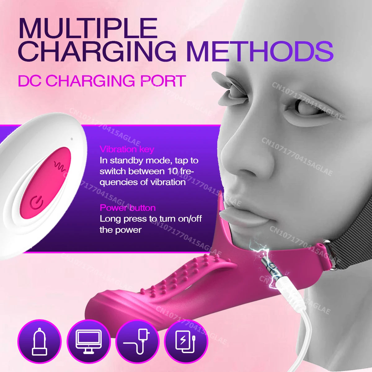 Hands-Free Chin Strap Vibrator for Oral Roleplay