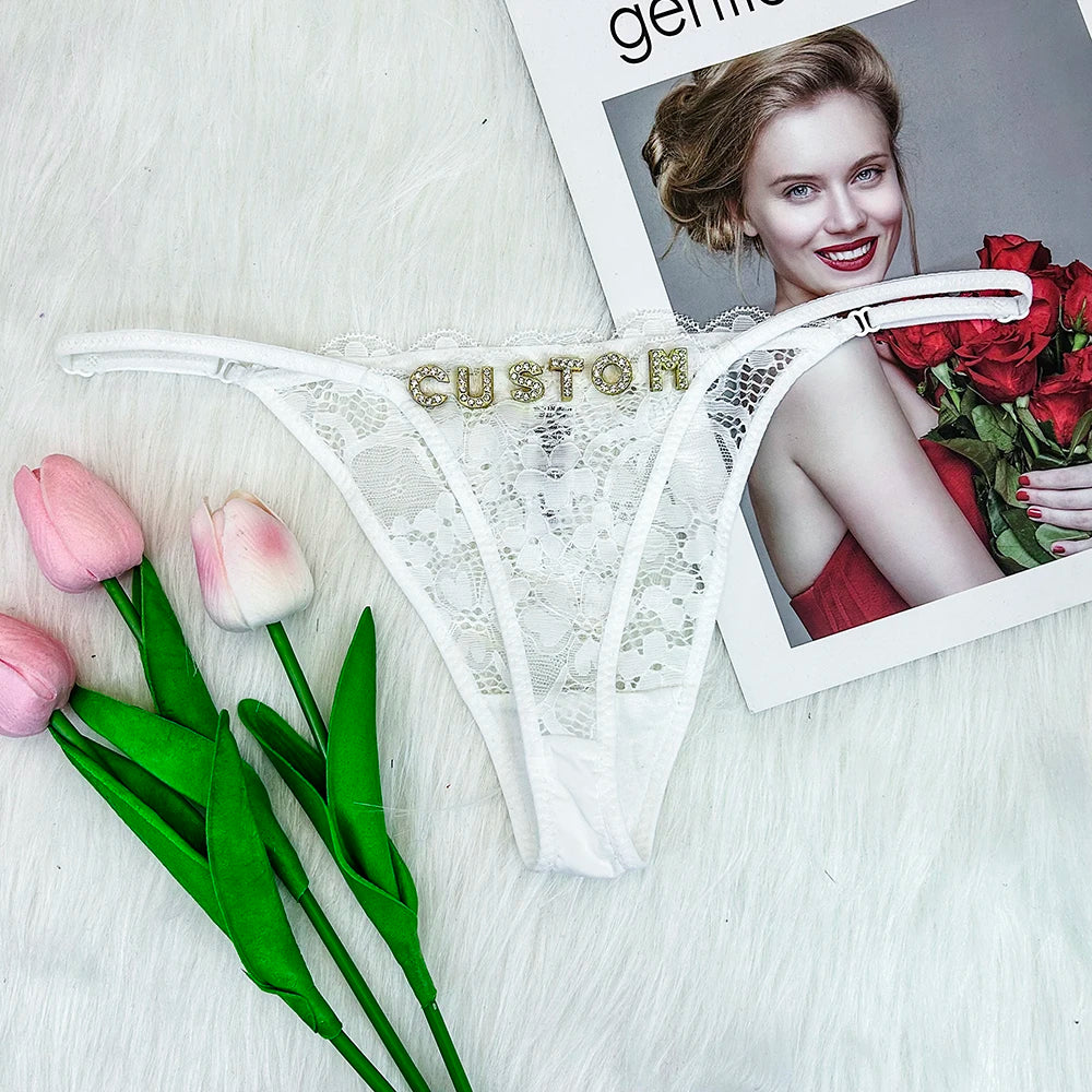 Personalized Name Lace G-String – Sheer Breathable Thong - Pik A Pleasure