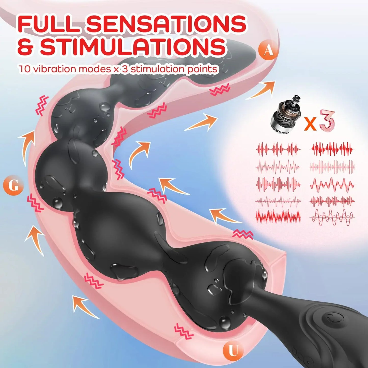 14.4" Liquid Silicone Anal Beads with Powerful Vibration - Pik A Pleasure