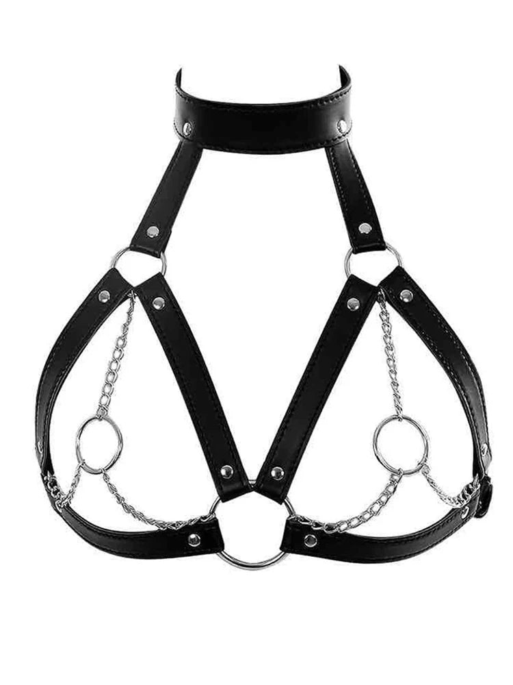PU Leather Harness Bra - Pik A Pleasure