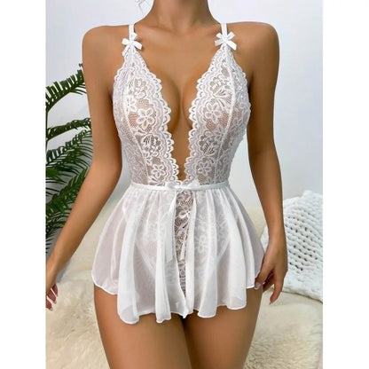 Crotchless Lace Bra & Panty Lingerie Set - Pik A Pleasure