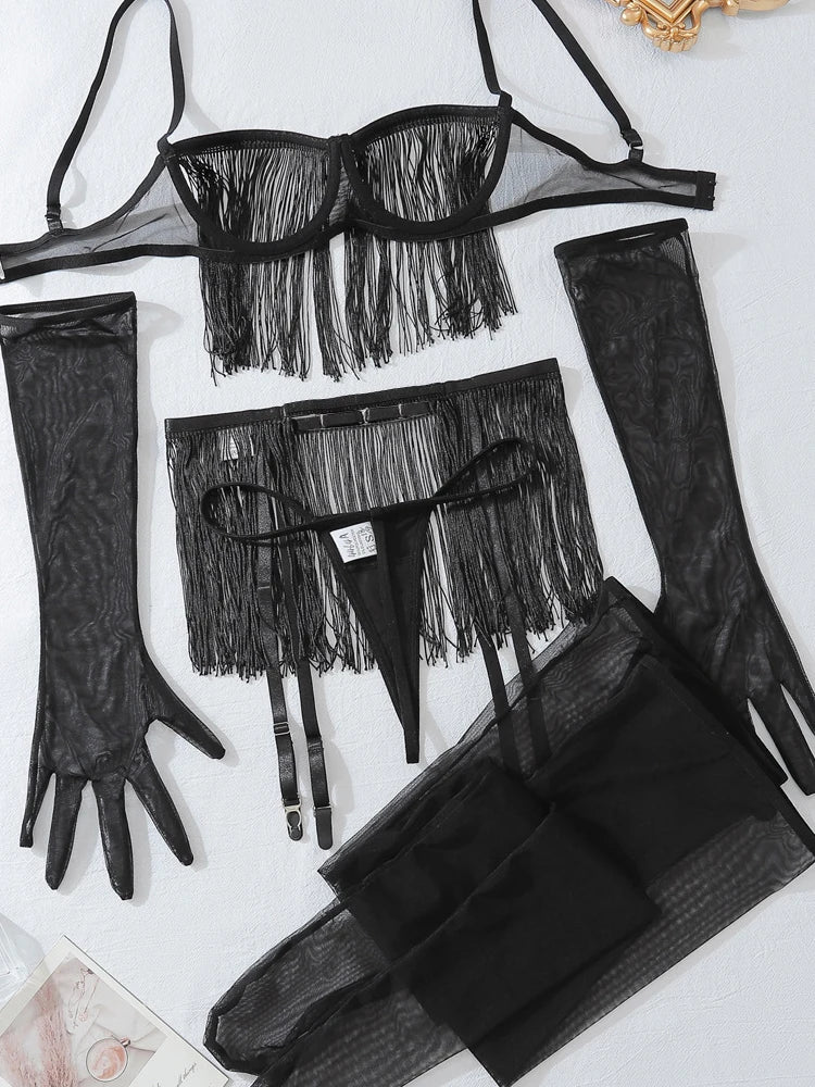 Sheer Lace Tassel Ballet Lingerie Skirt for Women - Pik A Pleasure