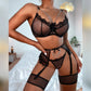 Women’s Erotic Mesh Lingerie Set with Garter - Pik A Pleasure