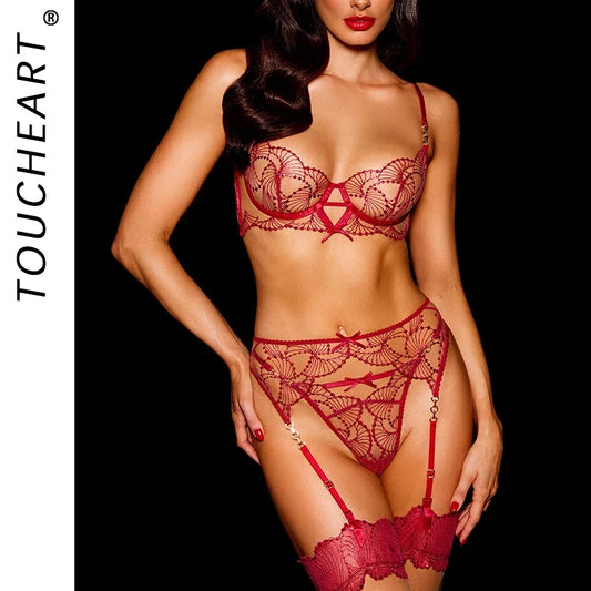Seductive Transparent Lace Bra and G-String - Pik A Pleasure