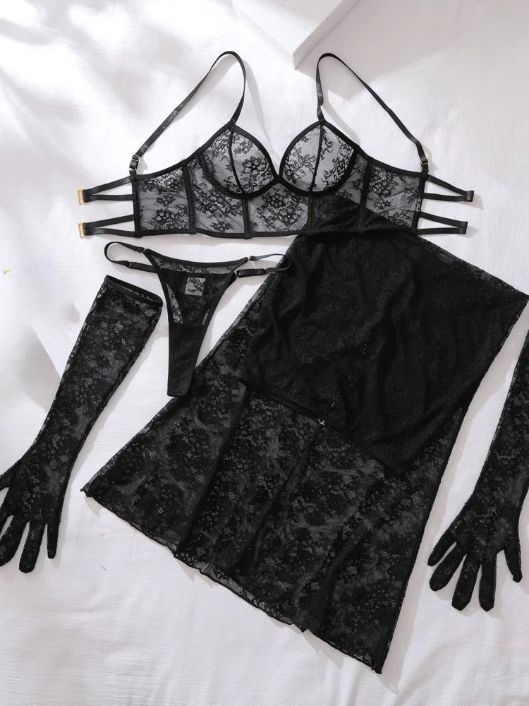 Seductive Sheer Lace Maxi Dress - Pik A Pleasure