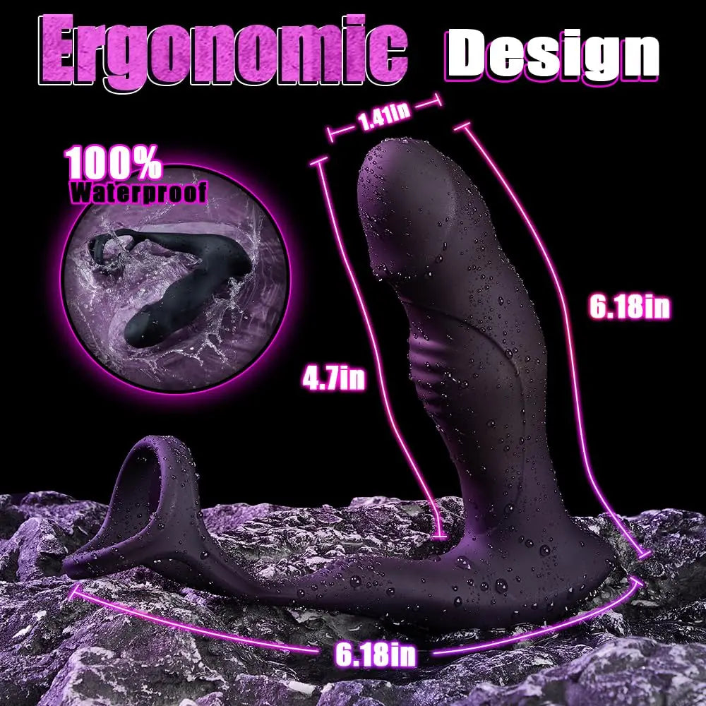 Thrusting Prostate Massager Cock Ring with Wiggling Vibration