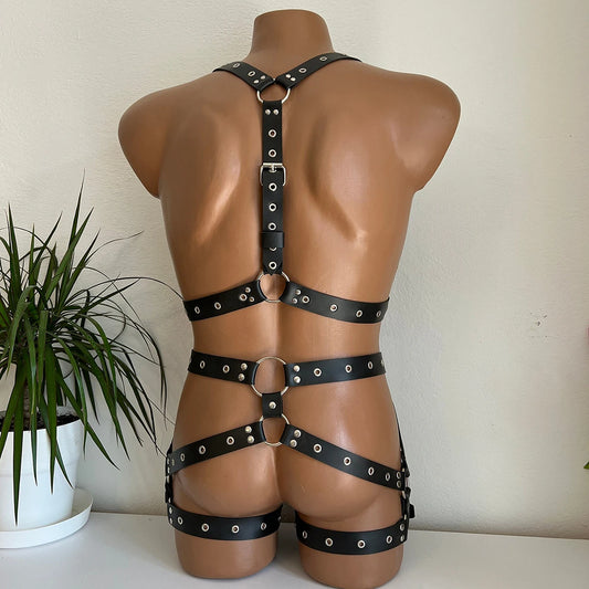 Men's BDSM Leather Chest Cage