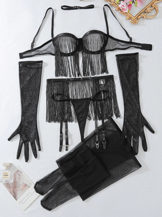 Sheer Lace Tassel Ballet Lingerie Skirt for Women - Pik A Pleasure