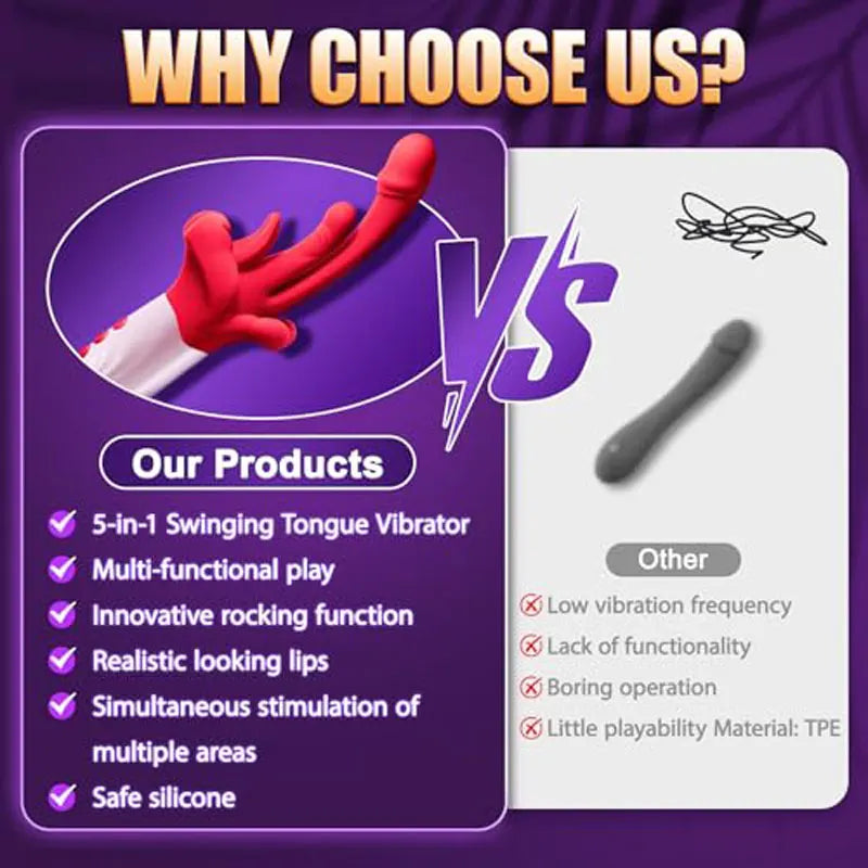 5-in-1 Vibrating Tongue Dildo for Women