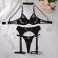 Heart Rhinestone Lingerie Set – Daring Bra, Belt & Thong Set - Pik A Pleasure