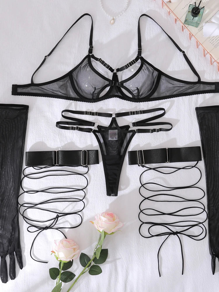 Luxury Strappy Harness Lingerie Set - Pik A Pleasure