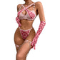 Leopard Print Mesh Lingerie Set with Metal Chain Accent - Pik A Pleasure