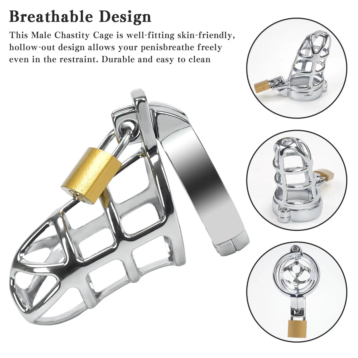 Zinc Cock Cage Male Chastity Device